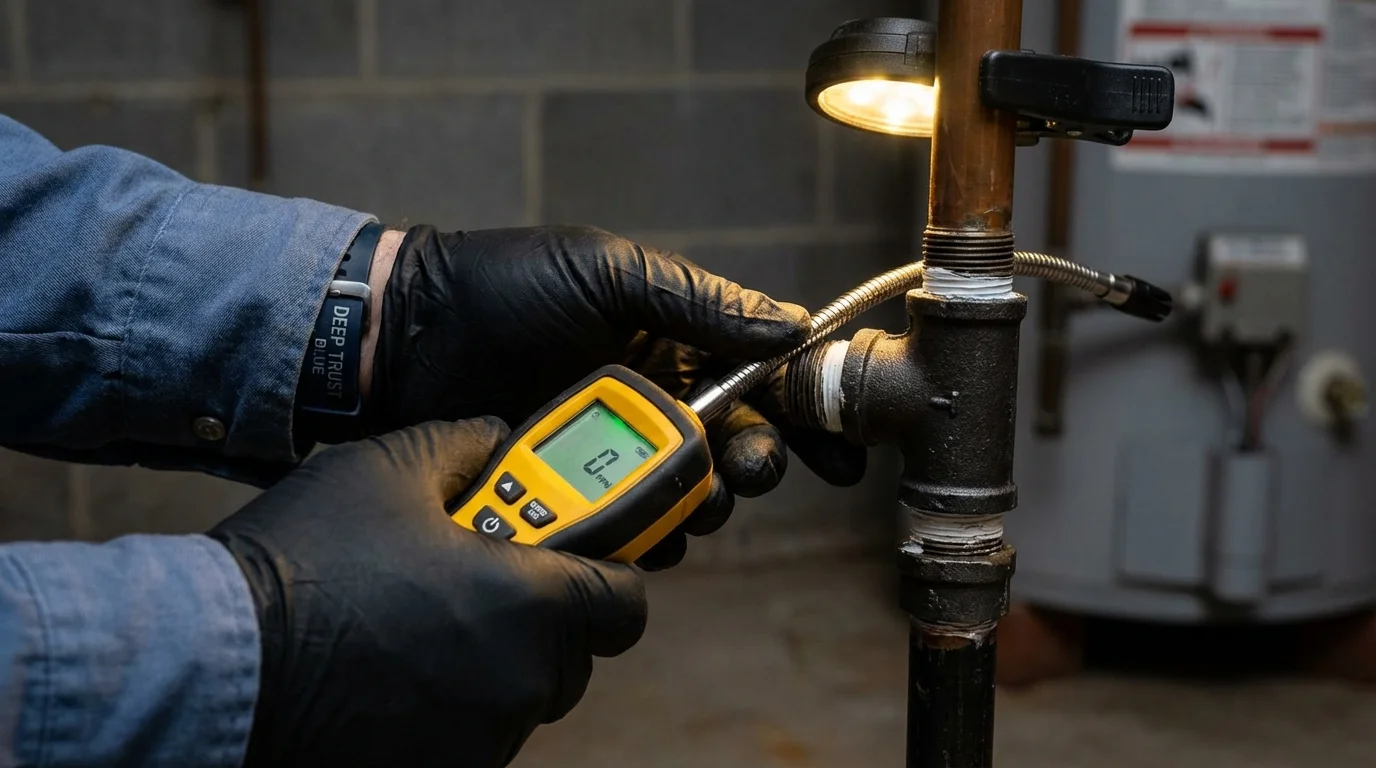 Gas leak detection with electronic sniffer by Johns Plumbing LLC in Lolo